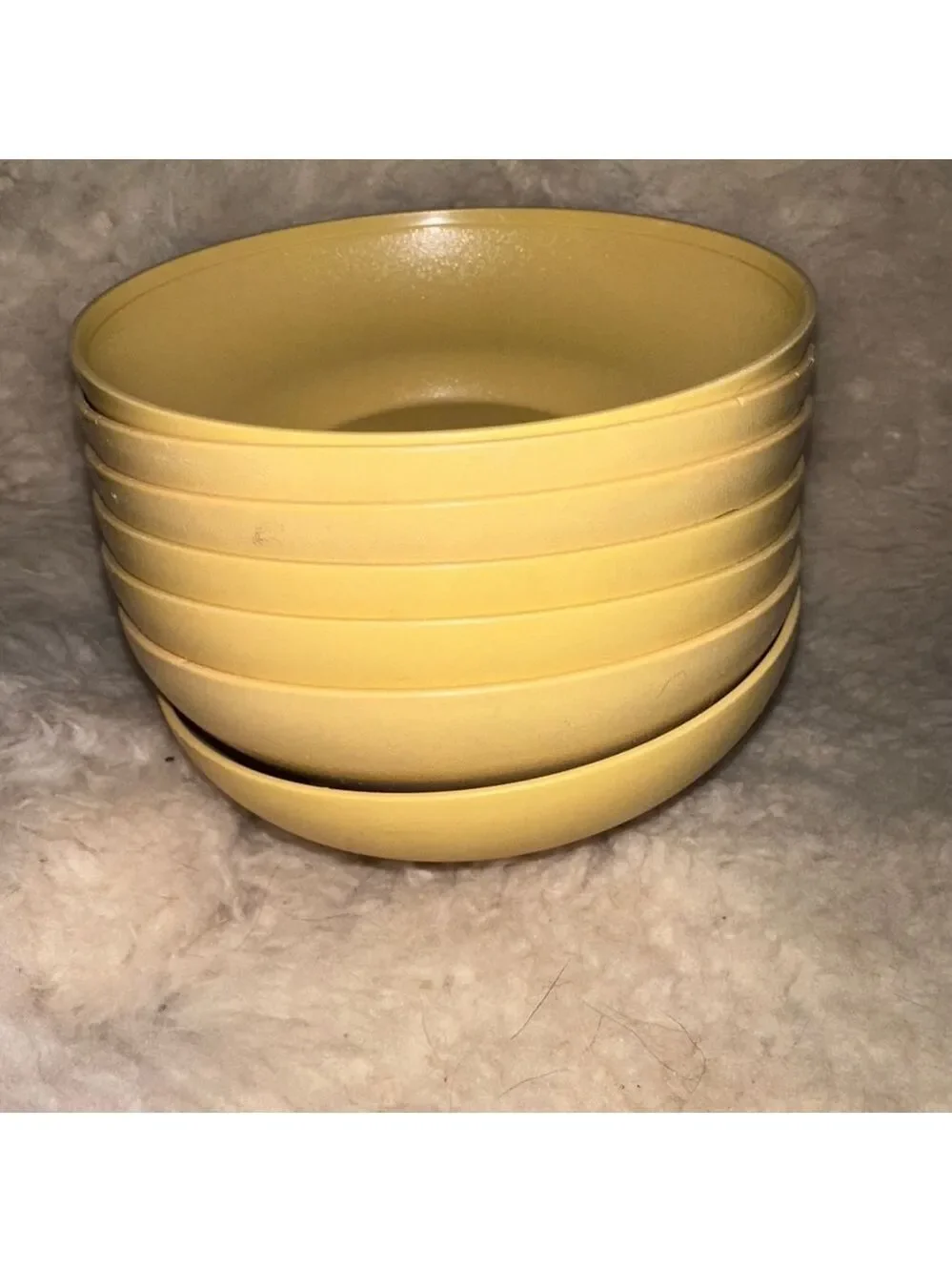 Vintage 1970s Tupperware Set of 7 Harvest Gold Cereal Salad Bowls #890-12 MCM